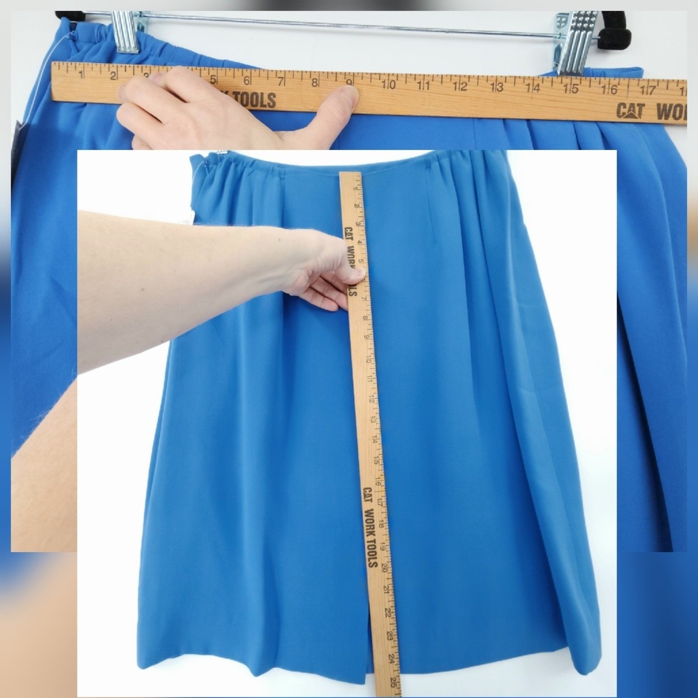 Jones New York Skirt Suit 16W Silk Blue 3 Button Business Office Luxury NEW $352 - Picture 11 of 15